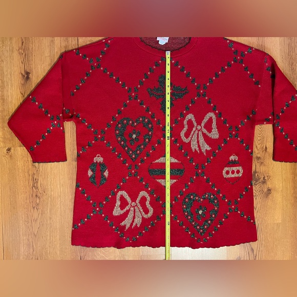 Christmas Sweater Holiday Time Holly Bows Pullover‎ Red Women’s 22W - Picture 4 of 11